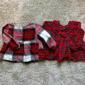 Baby girl Carters holiday tops plaid Christmas blouses long sleeve size 9 months